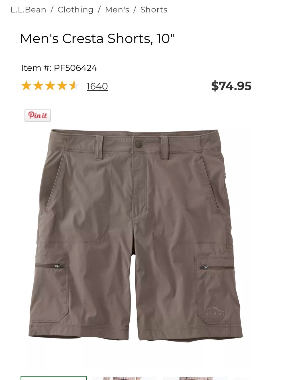 L.L. Bean Men's Cresta Hybrid Shorts — Taupe
